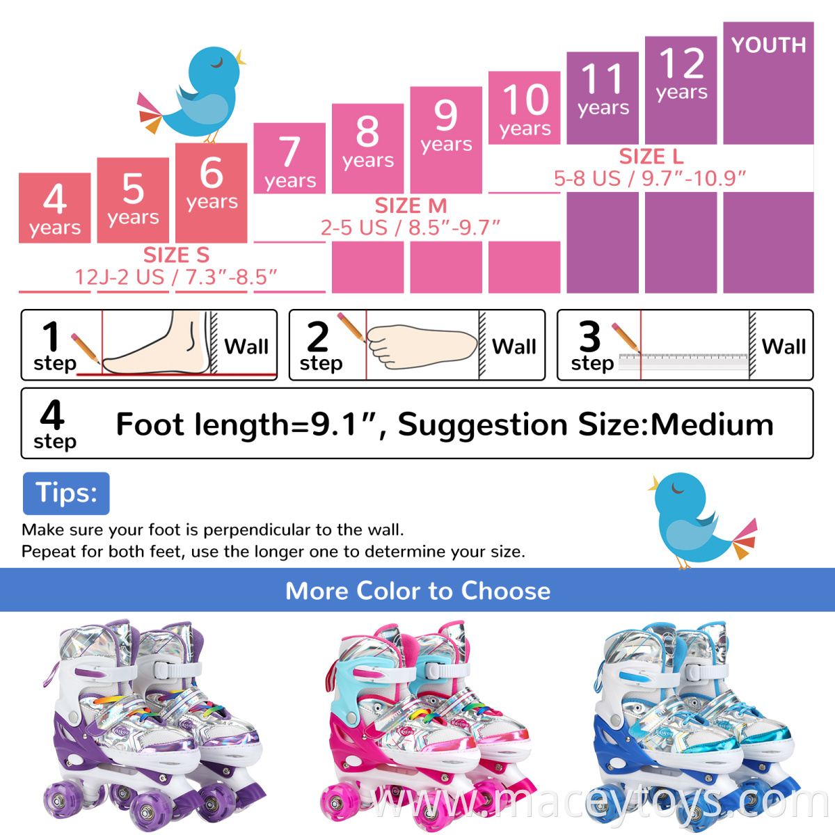 3-color high quality Outdoor playing Hot seller Sports Kids Roller Skate Shoes Free accessories